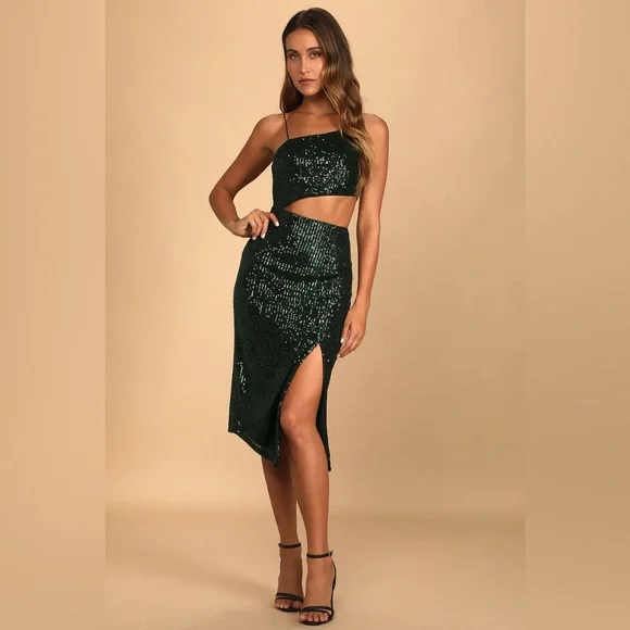 asymmetrical sequin midi dress Country Club Asymmetric Neckline Midi Dress Sequin White main image 1